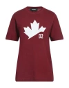 Dsquared2 Woman T-shirt Burgundy Size M Cotton In Red