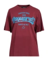 Dsquared2 Woman T-shirt Burgundy Size M Cotton, Elastane In Red