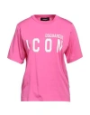 Dsquared2 Woman T-shirt Fuchsia Size L Cotton In Pink