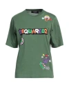Dsquared2 Woman T-shirt Green Size M Cotton