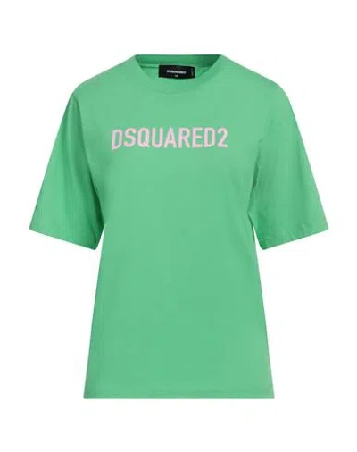Dsquared2 Woman T-shirt Green Size Xs Cotton