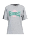 Dsquared2 Woman T-shirt Grey Size L Cotton, Viscose In Grey