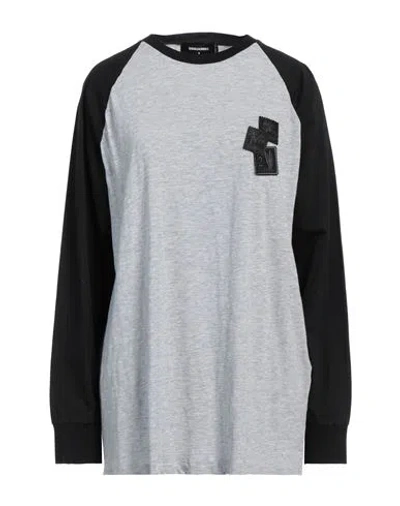 Dsquared2 Woman T-shirt Grey Size L Cotton, Viscose
