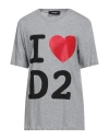 Dsquared2 Woman T-shirt Grey Size Xs Cotton, Viscose In Grey