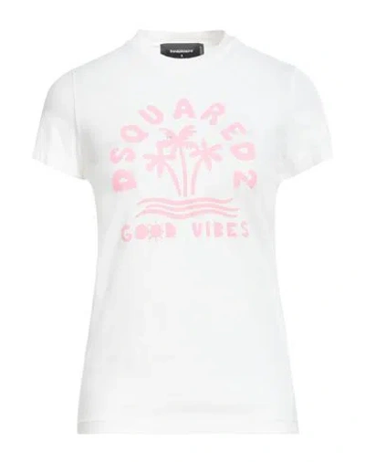 DSQUARED2 DSQUARED2 WOMAN T-SHIRT IVORY SIZE L COTTON, ELASTANE