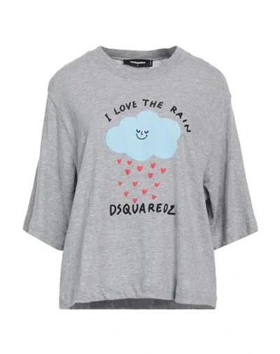 Dsquared2 Woman T-shirt Light Grey Size S Cotton, Viscose