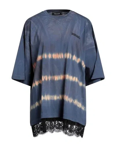 Dsquared2 Woman T-shirt Navy Blue Size L Cotton