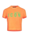Dsquared2 Woman T-shirt Orange Size M Cotton, Elastane