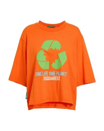 Dsquared2 Woman T-shirt Orange Size Xs Cotton