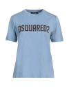Dsquared2 Crew Neck Graphic Print Short Sleeves Top In Blue