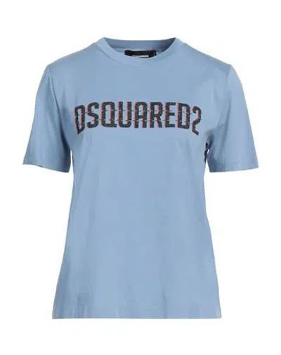 DSQUARED2 DSQUARED2 WOMAN T-SHIRT PASTEL BLUE SIZE L COTTON