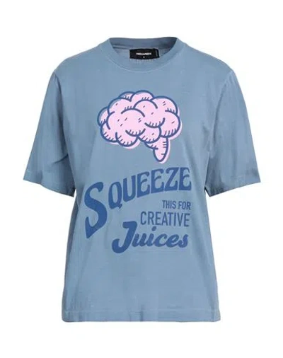 Dsquared2 Woman T-shirt Pastel Blue Size L Cotton