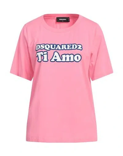 Dsquared2 Woman T-shirt Pink Size L Cotton