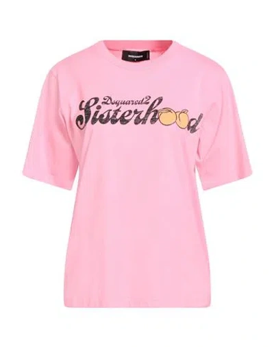 Dsquared2 Woman T-shirt Pink Size L Cotton