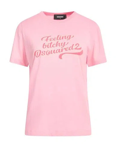 DSQUARED2 DSQUARED2 WOMAN T-SHIRT PINK SIZE M COTTON, POLYESTER