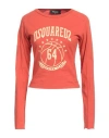 Dsquared2 Woman T-shirt Rust Size S Cotton In Red