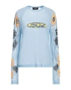Dsquared2 Woman T-shirt Sky Blue Size Xs Viscose In Blue