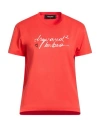 Dsquared2 Woman T-shirt Tomato Red Size L Cotton