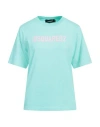 Dsquared2 Woman T-shirt Turquoise Size L Cotton In Blue