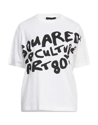 Dsquared2 Woman T-shirt White Size L Cotton