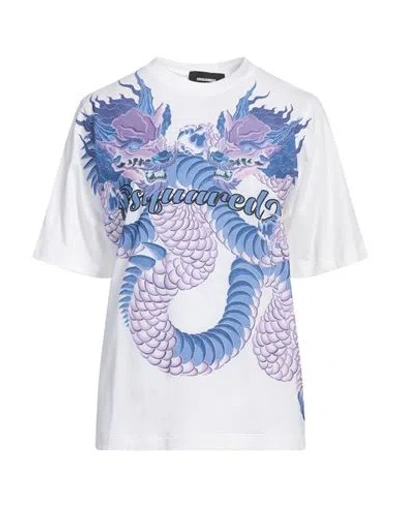 Dsquared2 Woman T-shirt White Size L Cotton