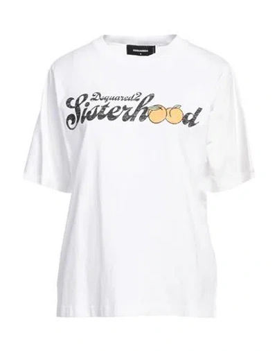Dsquared2 Woman T-shirt White Size L Cotton