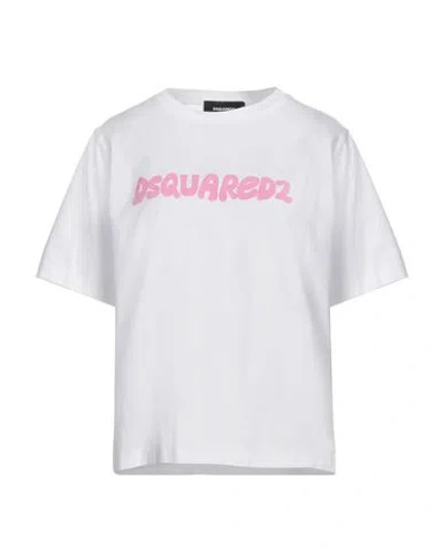 Dsquared2 Woman T-shirt White Size L Cotton
