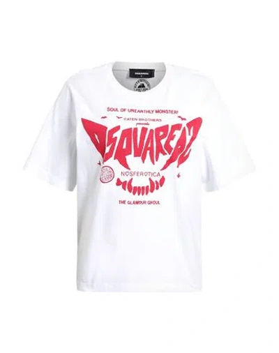 Dsquared2 Woman T-shirt White Size L Cotton