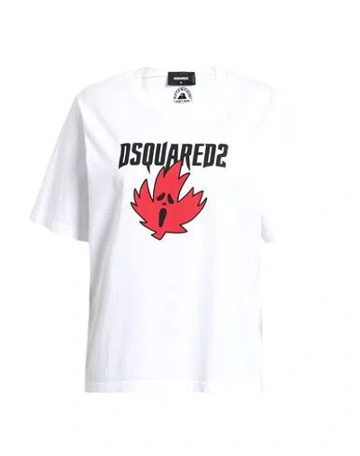 Dsquared2 Woman T-shirt White Size L Cotton