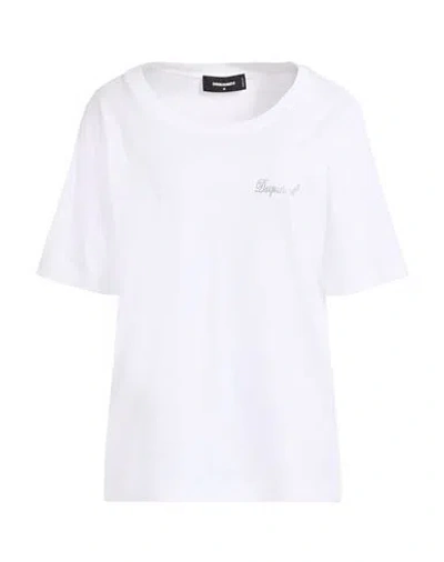 Dsquared2 Woman T-shirt White Size L Cotton
