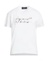 Dsquared2 White Logo Print Crew Neck T-shirt In White