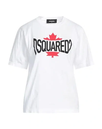 Dsquared2 Woman T-shirt White Size L Cotton