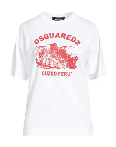 Dsquared2 Woman T-shirt White Size L Cotton