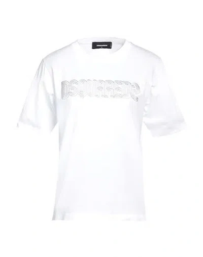 Dsquared2 Woman T-shirt White Size L Cotton