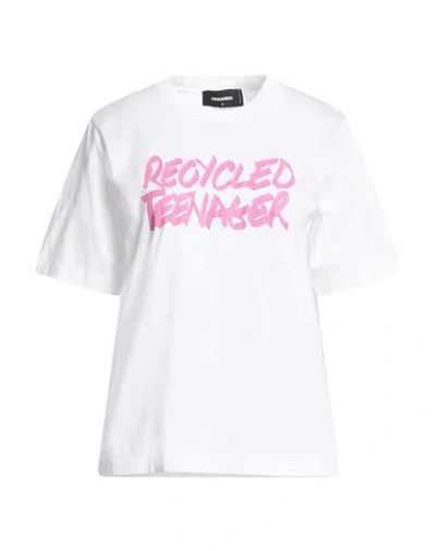 Dsquared2 Woman T-shirt White Size L Cotton