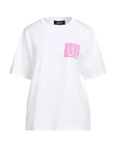 Dsquared2 Woman T-shirt White Size M Cotton