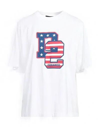 Dsquared2 Woman T-shirt White Size M Cotton, Elastane