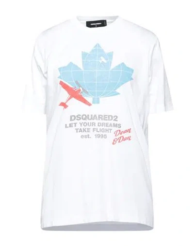 Dsquared2 Woman T-shirt White Size L Cotton