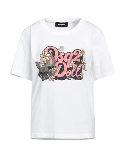 Dsquared2 Woman T-shirt White Size S Cotton, Elastane