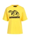 Dsquared2 Woman T-shirt Yellow Size L Cotton