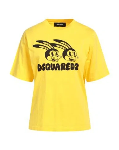 Dsquared2 Woman T-shirt Yellow Size L Cotton