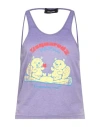 Dsquared2 Printed Cotton Blend Open Back Tank Top In Purple