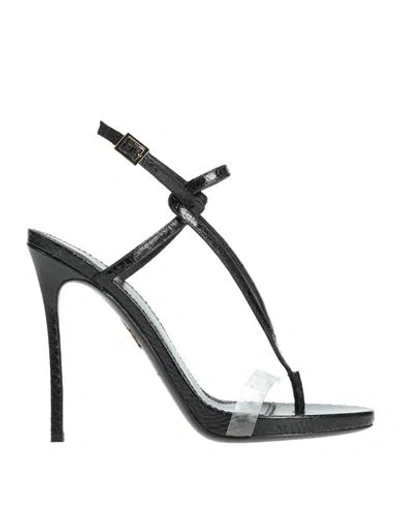 Dsquared2 Woman Thong Sandal Black Size 5 Leather