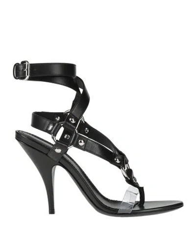 Dsquared2 Woman Thong Sandal Black Size 6.75 Calfskin