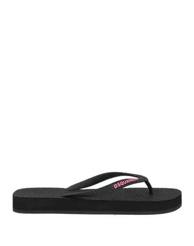 Dsquared2 Woman Thong Sandal Black Size 8.5 Synthetic Material