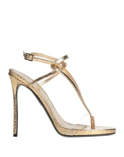 Dsquared2 Woman Thong Sandal Gold Size 7.5 Calfskin