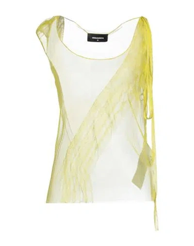 Dsquared2 Woman Top Acid Green Size 2 Silk, Polyamide