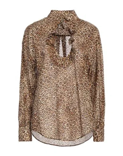 Dsquared2 Woman Top Beige Size 10 Cotton