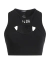Dsquared2 Woman Top Black Size 6 Cotton, Elastane