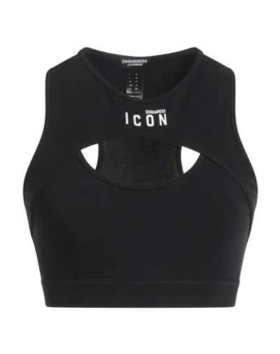 Dsquared2 Woman Top Black Size 6 Cotton, Elastane